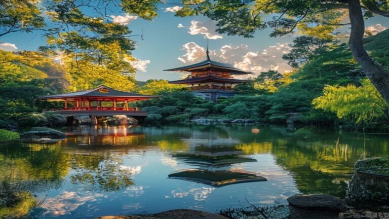 Golden Pavilion in Kyoto reflecting on a pond