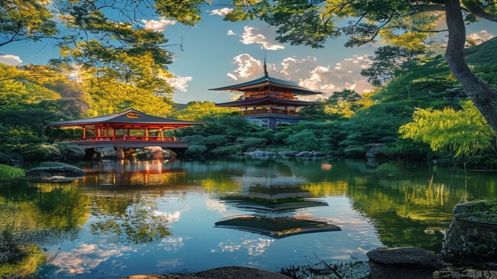 Golden Pavilion in Kyoto reflecting on a pond